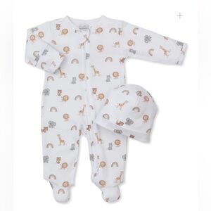 Kissy Kissy White Animal Print Pima Cotton Footie - Size 6-9M